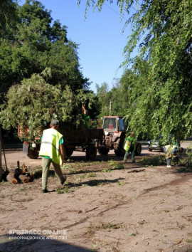 В Кривом Роге продолжаются работы по уборке с улиц поваленных деревьев и веток. Основное внимание на жилой фонд